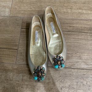 Oscar de la Renta Gold Flats Sz 39
